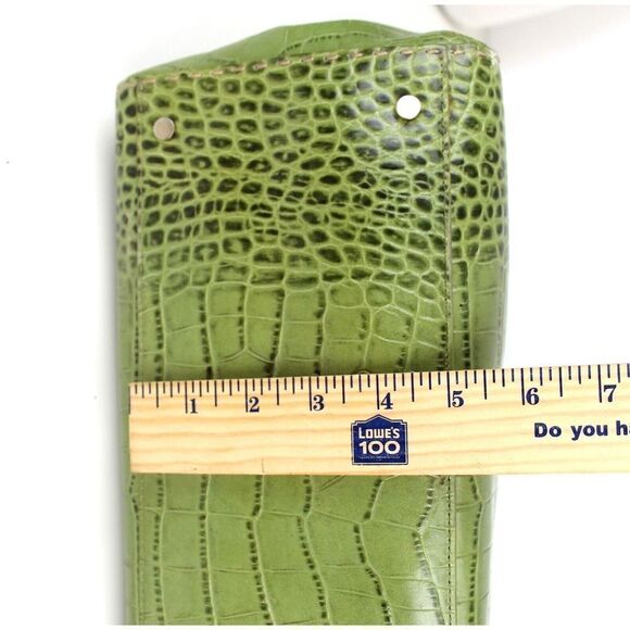 LARGE Ann Taylor GREEN GENUINE LEATHER CROCO PRINT TOTE SHOULDER BAG HANDBAG - Picture 10 of 13